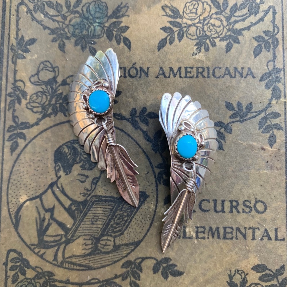SOLD VINTAGE Randall Tom Navajo Dine’ Earrings - Picture 2 of 10